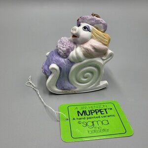Muppets Miss Piggy in Sleigh Christmas Winter Ornament Vintage Sigma Tastesetter